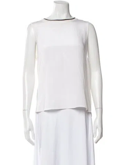 Pre-owned St John Silk Crew Neck Top In White