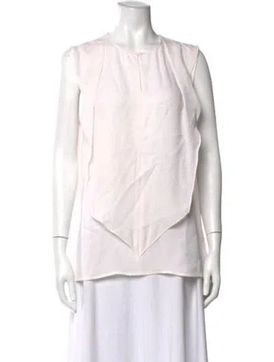 Pre-owned St John Silk Crew Neck Top In White