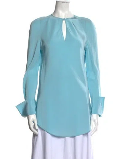 Pre-owned St John Silk Crew Neck Tunic In Blue