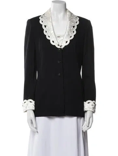 Pre-owned St John Silk Crystal Embellishments Set In Black