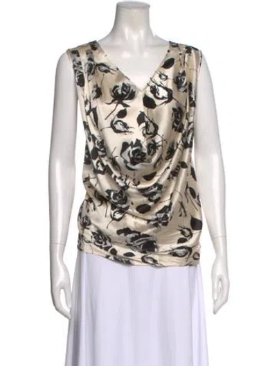 Pre-owned St John Silk Floral Print Blouse