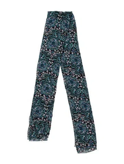 Pre-owned St John Silk Floral Print Scarf In Blue