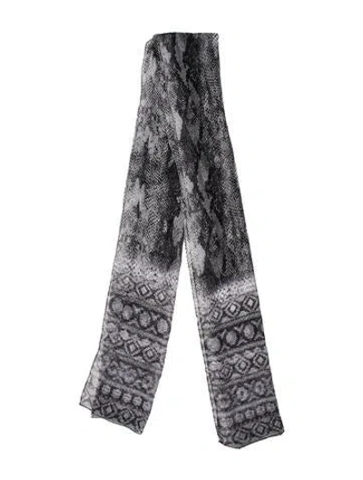 Pre-owned St John Silk Floral Print Scarf In Gray