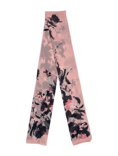 Pre-owned St John Silk Floral Print Scarf In Pink