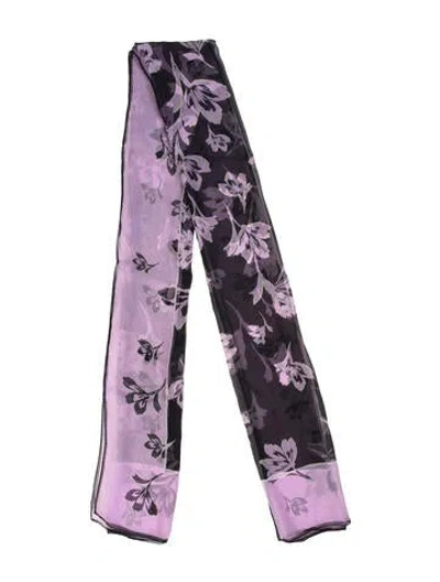 Pre-owned St John Silk Floral Print Scarf In Purple