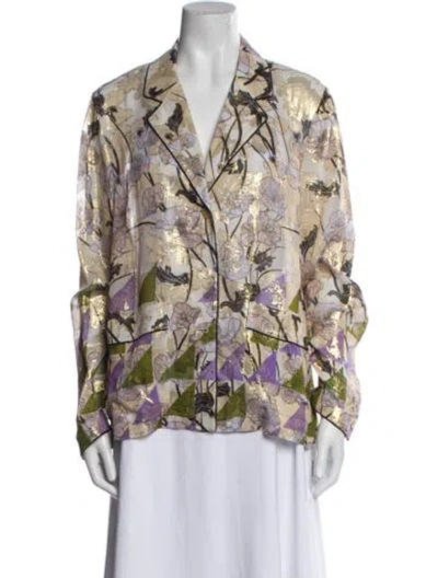 Pre-owned St John Silk Floral Print Set In Multi