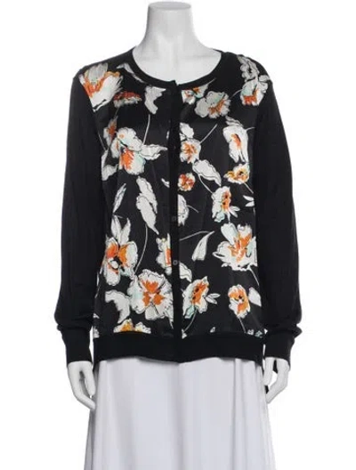 Pre-owned St John Silk Floral Print Sweater In Multi