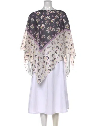 Pre-owned St John Silk Floral Print Sweater W/ Tags In Gray