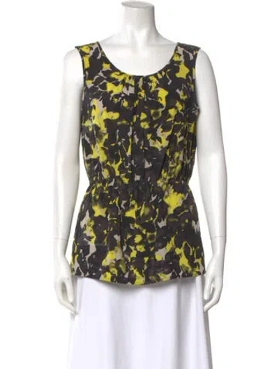 Pre-owned St John Silk Floral Print Top In Multi