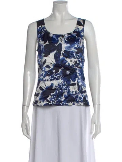 Pre-owned St John Silk Floral Print Top In Multi
