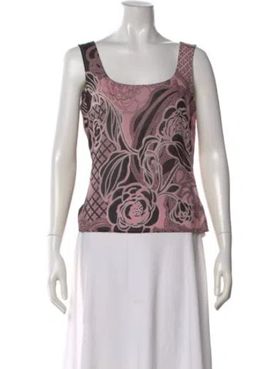 Pre-owned St John Silk Floral Print Top In Multi