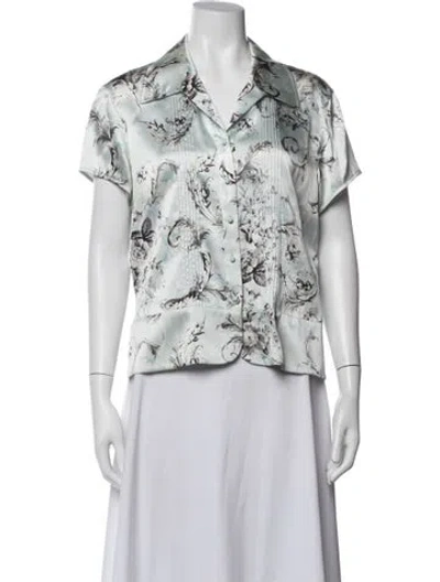 Pre-owned St John Silk Floral Print Top In Multi