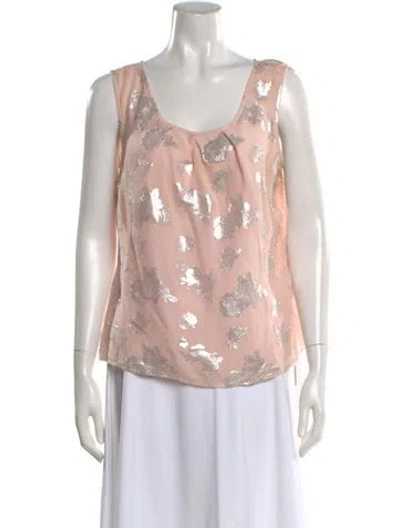 Pre-owned St John Silk Floral Print Top In Pink