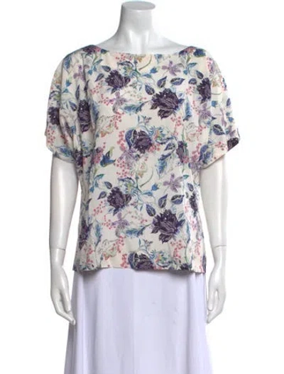 Pre-owned St John Silk Floral Print T-shirt In Pink