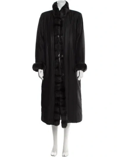 Pre-owned St John Silk Fur Coat In Black