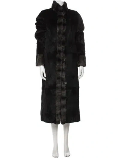 Pre-owned St John Silk Fur Coat In Black