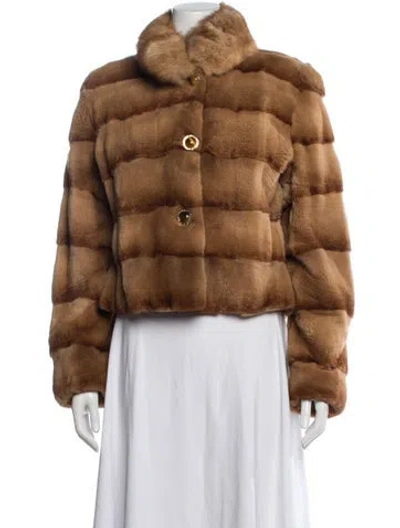 Pre-owned St John Silk Fur Jacket In Brown