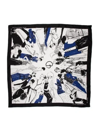 Pre-owned St John Silk Graphic Print Scarf In Black