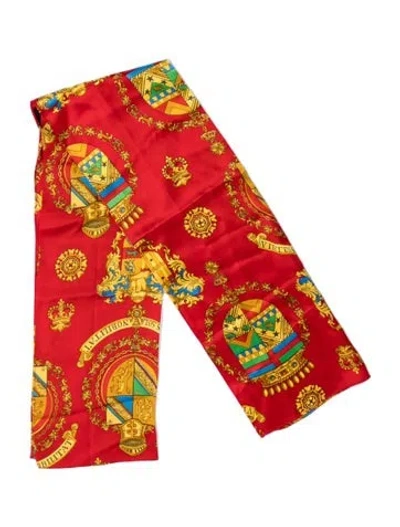 Pre-owned St John Silk Graphic Print Scarf In Red