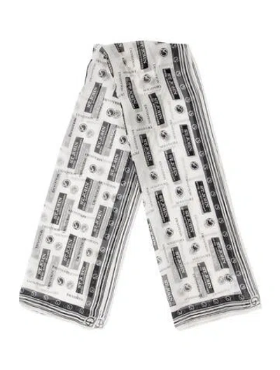 Pre-owned St John Silk Graphic Print Scarf In White