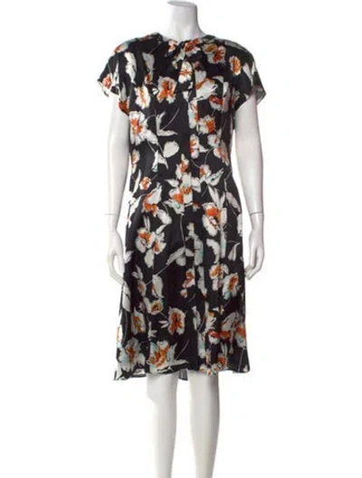 Pre-owned St John Silk Knee-length Dress In Black