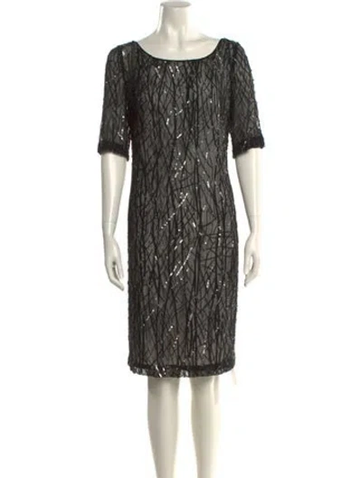 Pre-owned St John Silk Knee-length Dress In Black