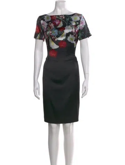 Pre-owned St John Silk Knee-length Dress In Black