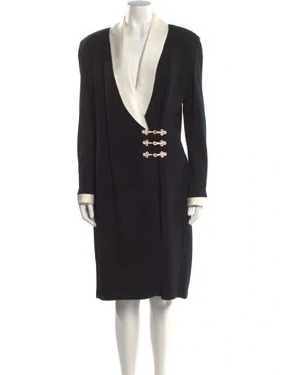 Pre-owned St John Silk Knee-length Dress In Black
