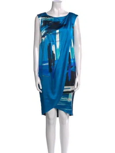 Pre-owned St John Silk Knee-length Dress In Blue