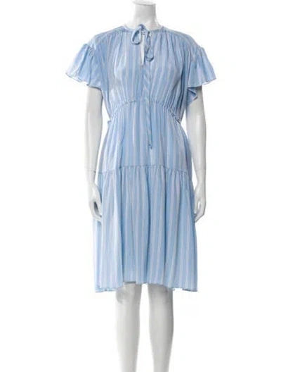 Pre-owned St John Silk Knee-length Dress In Blue