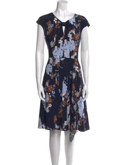 Pre-owned St John Silk Knee-length Dress In Blue