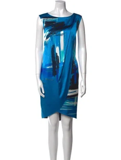 Pre-owned St John Silk Knee-length Dress In Blue