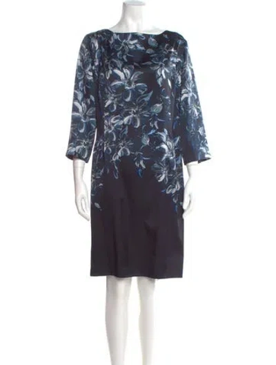 Pre-owned St John Silk Knee-length Dress In Blue