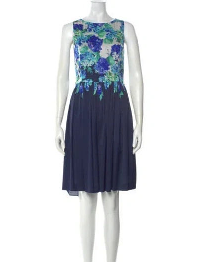 Pre-owned St John Silk Knee-length Dress In Blue