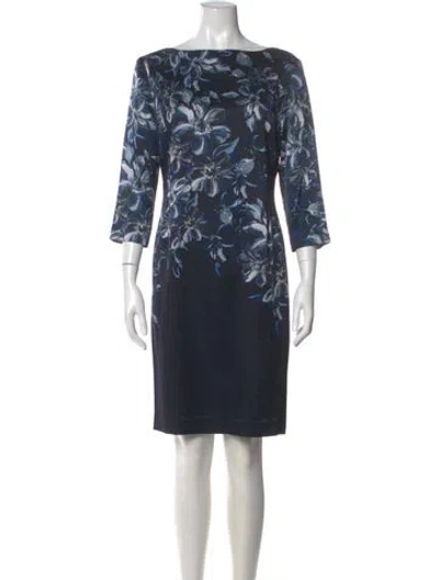 Pre-owned St John Silk Knee-length Dress In Blue
