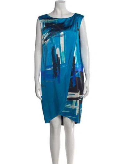 Pre-owned St John Silk Knee-length Dress In Blue