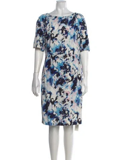 Pre-owned St John Silk Knee-length Dress In Blue