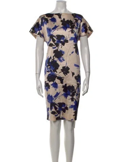 Pre-owned St John Silk Knee-length Dress In Blue