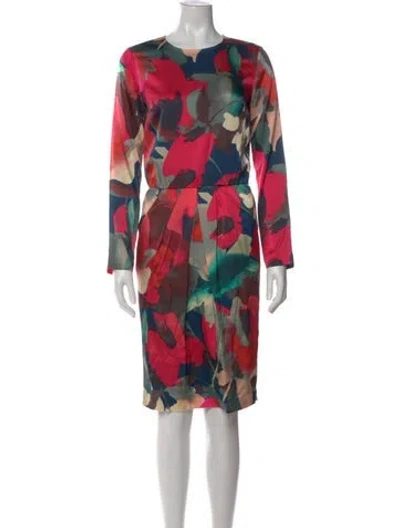 Pre-owned St John Silk Knee-length Dress In Blue