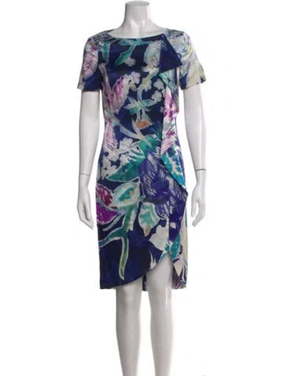 Pre-owned St John Silk Knee-length Dress In Blue