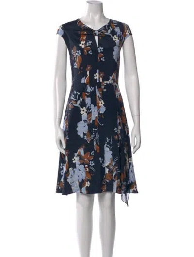 Pre-owned St John Silk Knee-length Dress In Blue
