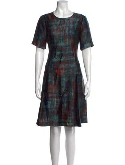 Pre-owned St John Silk Knee-length Dress In Blue