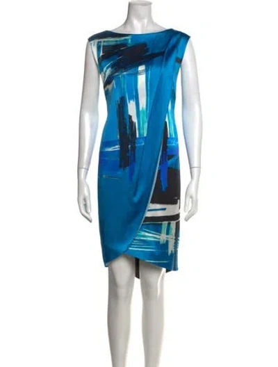 Pre-owned St John Silk Knee-length Dress In Blue