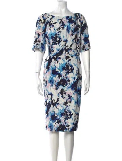 Pre-owned St John Silk Knee-length Dress In Blue