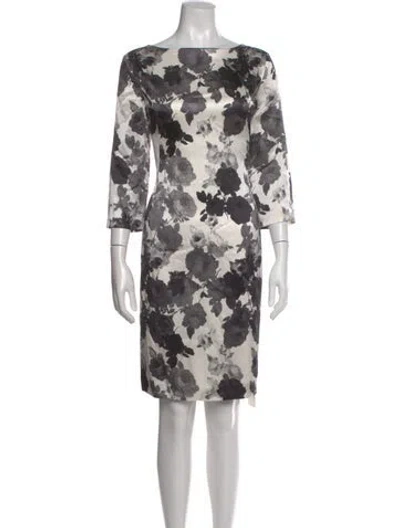 Pre-owned St John Silk Knee-length Dress In Gray