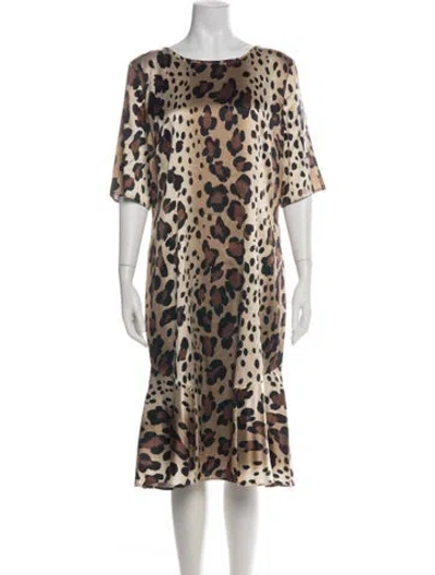 Pre-owned St John Silk Knee-length Dress In Green