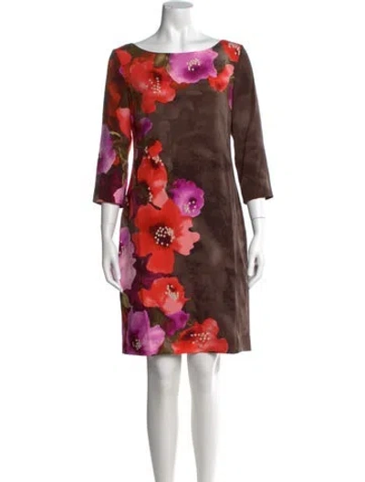 Pre-owned St John Silk Knee-length Dress In Multi