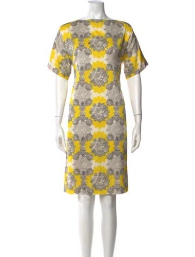 Pre-owned St John Silk Knee-length Dress In Multi