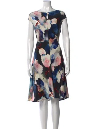 Pre-owned St John Silk Knee-length Dress In Multi