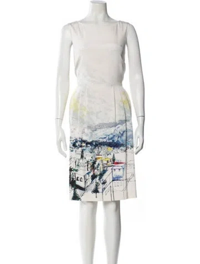 Pre-owned St John Silk Knee-length Dress In Neutral